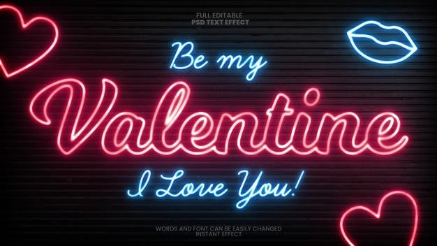 Valentines Day Neon Text Effect Psd