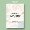 Valentine'S Day Party Poster With Hearts Psd
