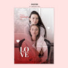 Valentine'S Day Poster With Female Couple Psd