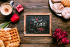 Valentines Day Slate Mockup With Breakfast Psd