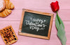 Valentines Day Slate Mockup With Breakfast Psd