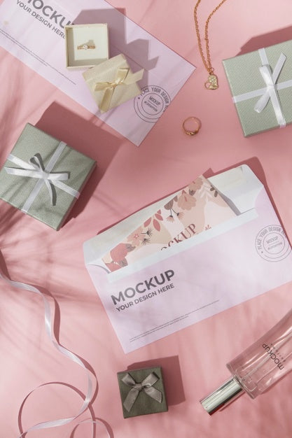 Valentines Day Still Life With Card Mockup Psd