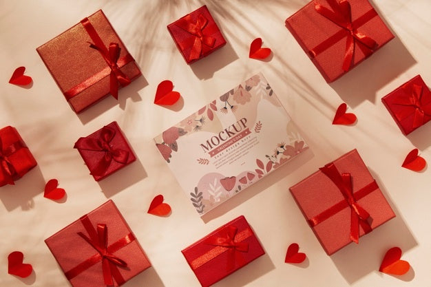 Valentines Day Still Life With Card Mockup Psd