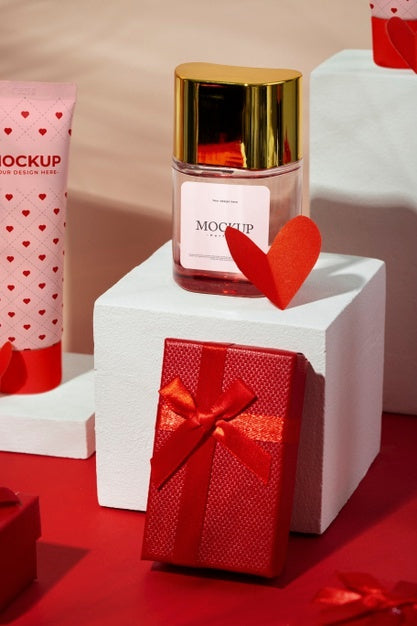 Valentines Day Still Life With Makeup Mockup Psd