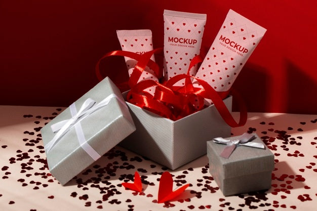 Valentines Day Still Life With Makeup Mockup Psd