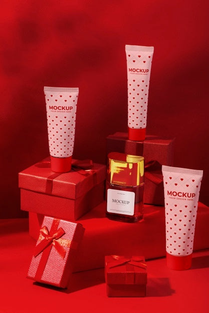 Valentines Day Still Life With Makeup Mockup Psd