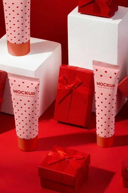 Valentines Day Still Life With Makeup Mockup Psd