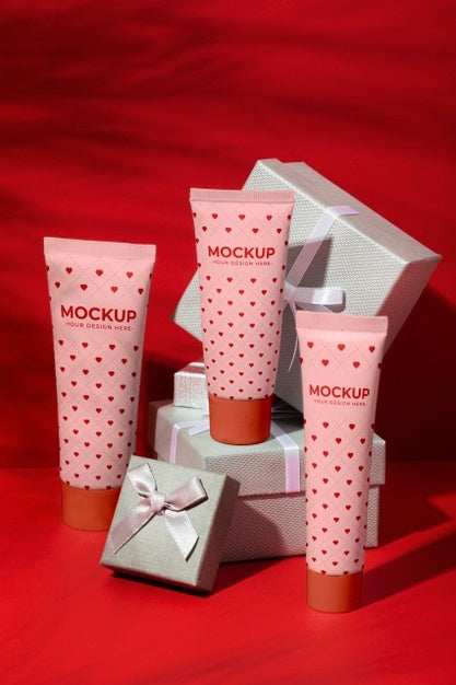 Valentines Day Still Life With Makeup Mockup Psd