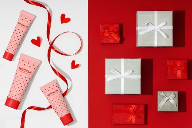 Valentines Day Still Life With Makeup Mockup Psd