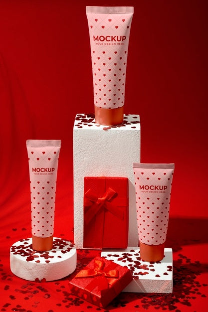 Valentines Day Still Life With Makeup Mockup Psd