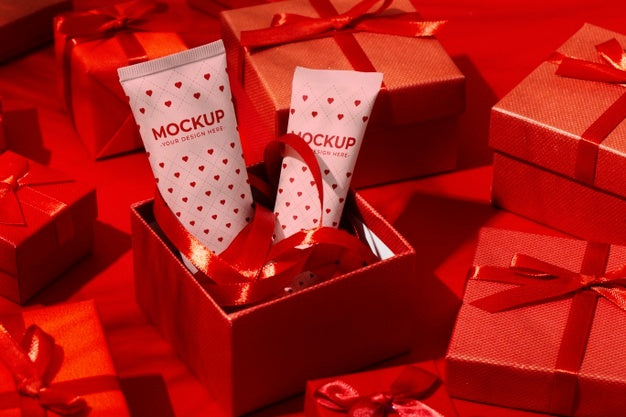 Valentines Day Still Life With Makeup Mockup Psd