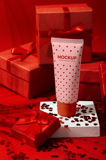 Valentines Day Still Life With Makeup Mockup Psd