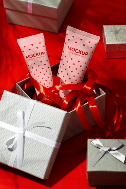 Valentines Day Still Life With Makeup Mockup Psd