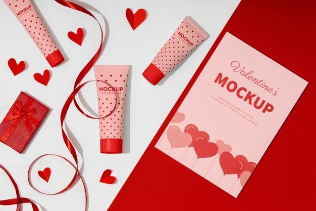 Valentines Day Still Life With Makeup Mockup Psd