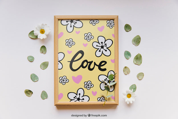 Valentines Frame And Elements Mockup Psd