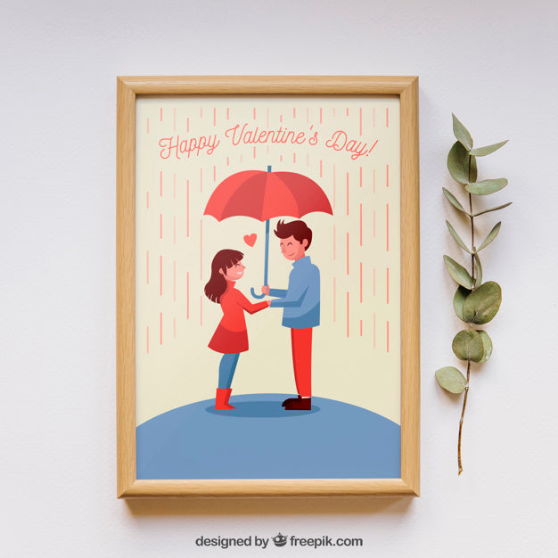 Valentines Frame And Elements Mockup Psd