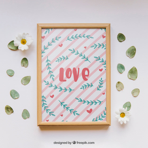 Valentines Frame And Elements Mockup Psd