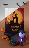 Vampire Character Next To Halloween Card Psd