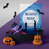 Vampire In Coffin Next To Halloween Card Mock-Up Psd