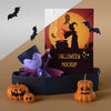 Vampire In Coffin Next To Halloween Card Psd