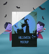 Vampires Holding A Halloween Card Mock-Up Psd