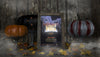 Variety Of Colourful Pumpkins And Halloween Nights Frame Mock-Up Psd