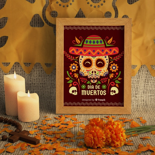 Variety Of Colours And Designs For Dia De Muertos Mock-Ups Psd