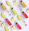 Variety Of Organic Juices And Halves Of Apples Psd