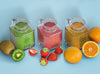 Variety Of Smoothies In Glasses Bottles Psd