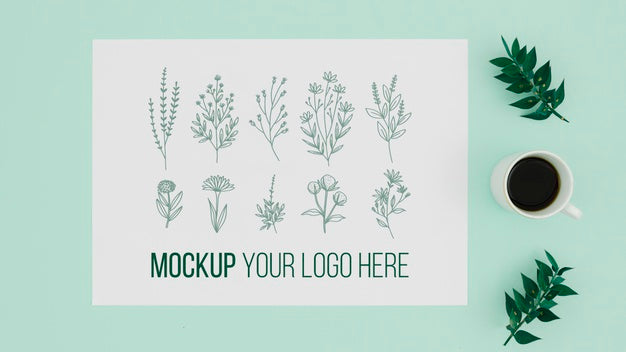 Various Drawings Of Leaves Botanical Mock-Up Psd