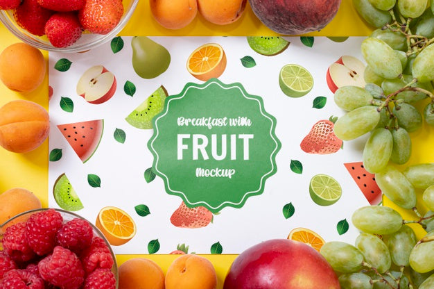 Various Fruit For Breakfast Mock-Up Psd