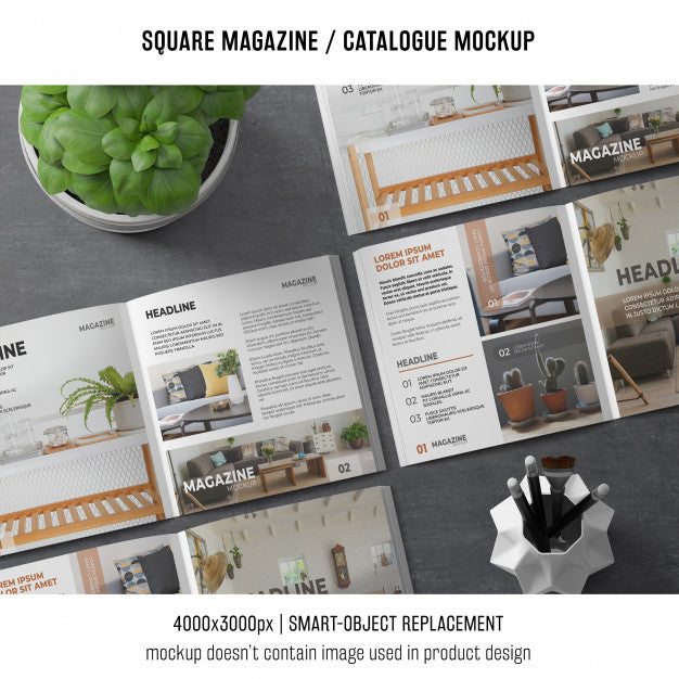 Various Square Magazine Or Catalogue Mockups Psd