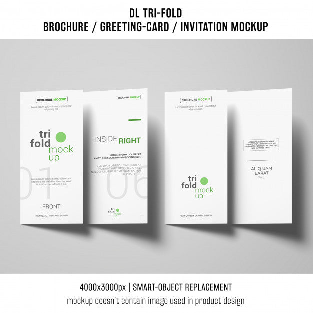 Various Trifold Brochure Or Invitation Mockups Psd