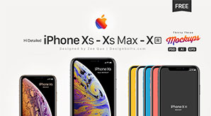 Vector Apple Iphone Xs, Xs Max & Xr Mockup Set In Psd, Ai & Eps