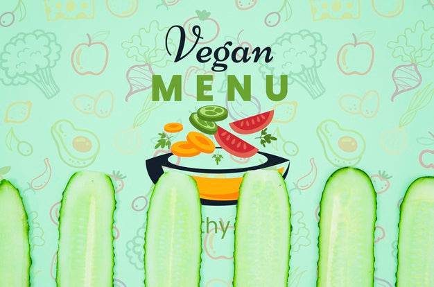 Vegan Menu With Organic Cucumber Psd
