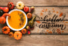 Vegetable Goulash With Hello Autumn Quote Psd