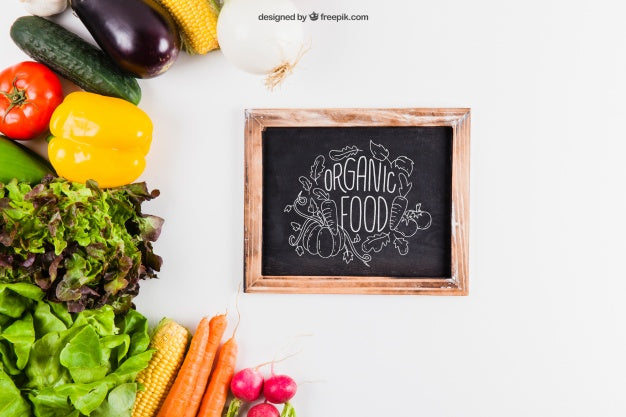 Vegetables And Slate Mockup Psd
