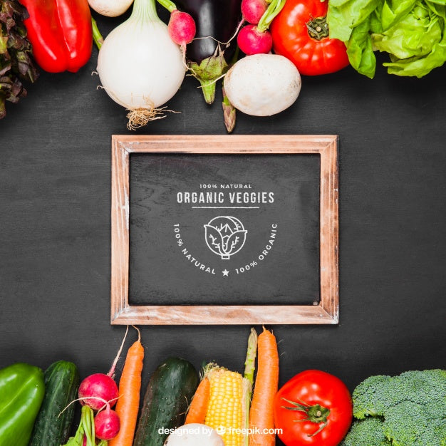 Vegetables Mockup With Slate Psd