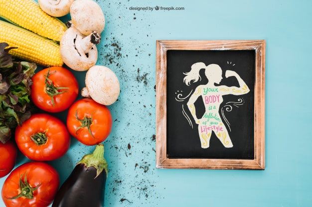 Vegetarian Mockup With Slate On Right Psd