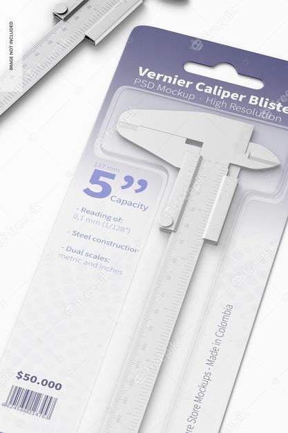Vernier Caliper Blister Mockup, Close Up Psd