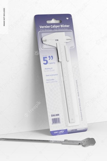 Vernier Caliper Blister Mockup, Leaned Psd