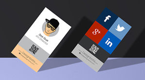 Vertical Business Card Design Template & Mock-Up Psd File