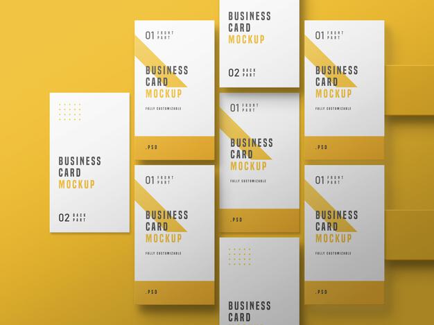 Vertical Business Card Set Mockup Psd