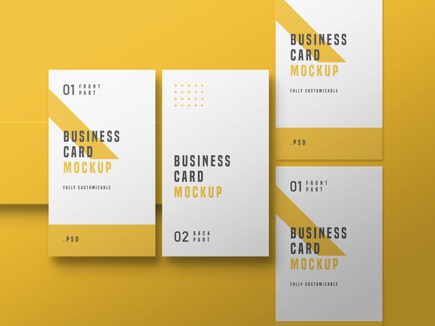 Vertical Business Card Set Mockup Psd