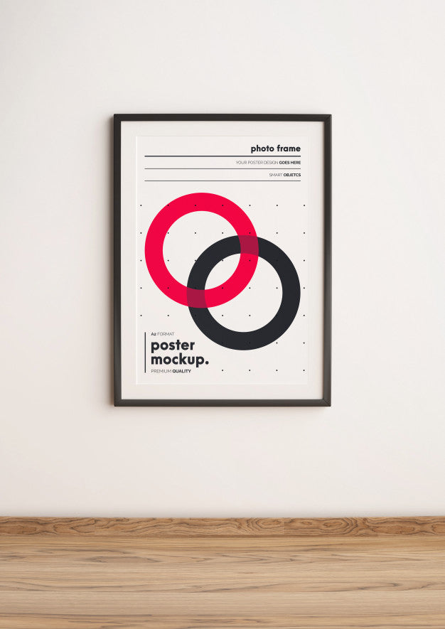 Vertical Framed Poster Template Mockup Hanged On Wall Psd