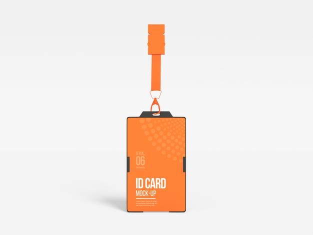 Vertical Id Card With Holder Mockup Psd