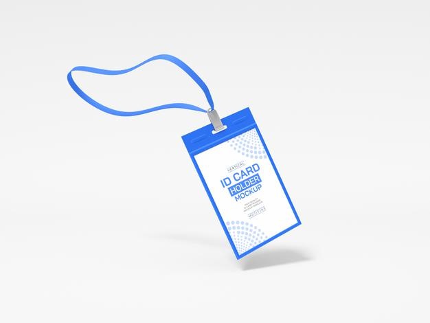 Vertical Id Card With Holder Mockup Psd