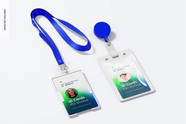 Vertical Id Cards Mockup Psd
