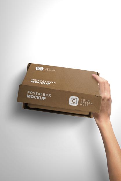 Vertical Mockup Hand Opening Postal Box Closeup Lid Psd