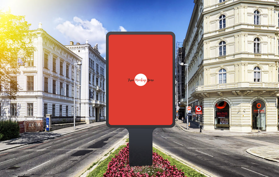 Vertical Outdoor Advertisement Billboard Psd Mockup